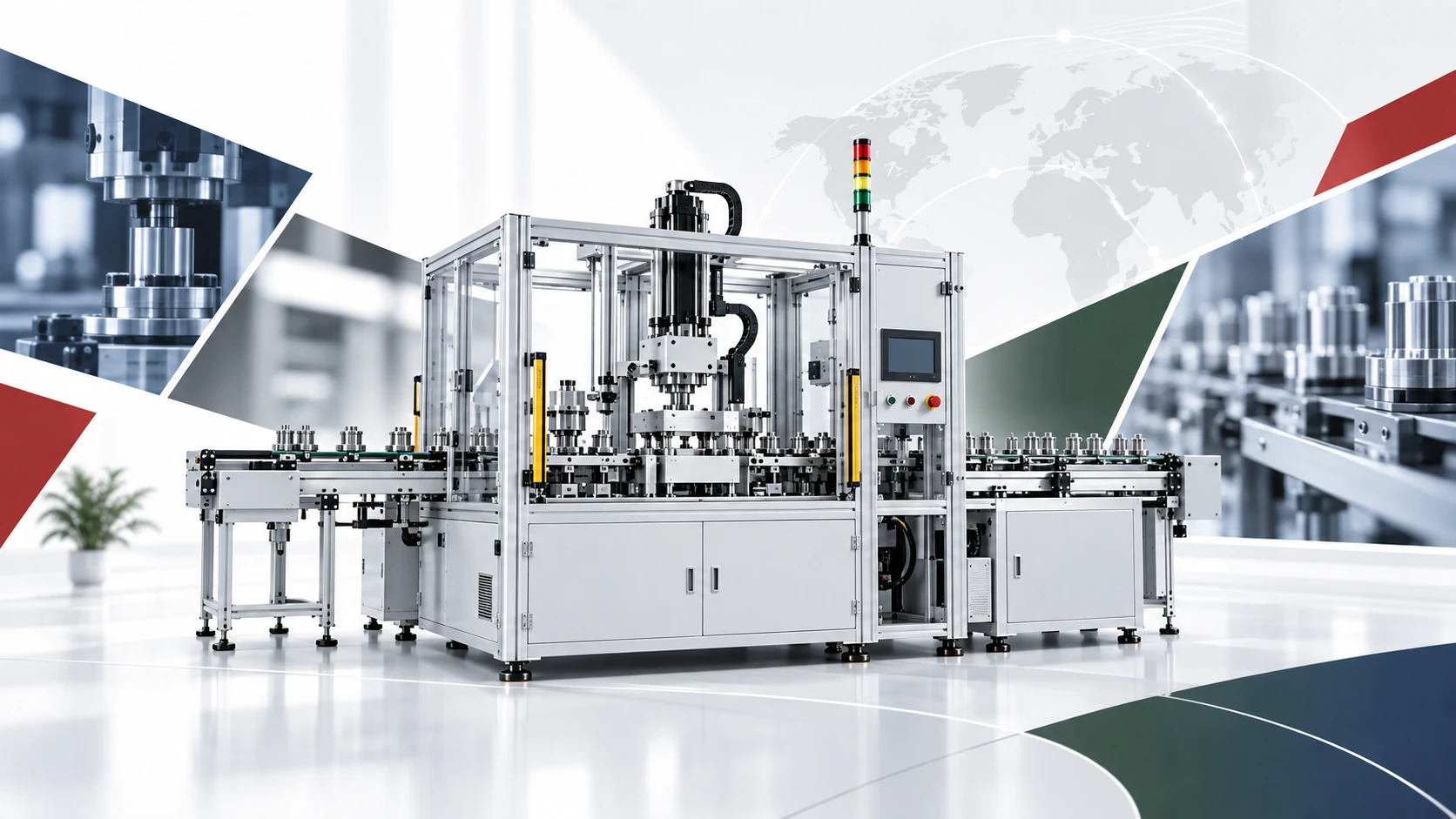Taiwan-made industrial automation and testing equipment in a modern production environment